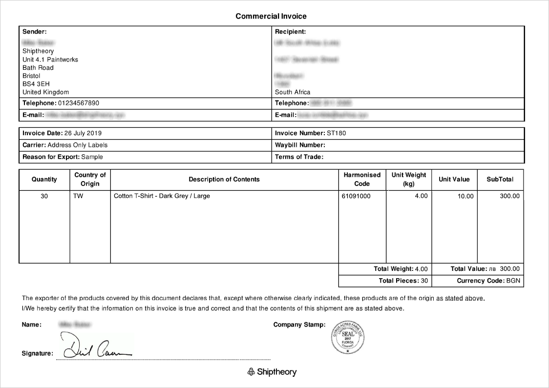 Commercial Invoice